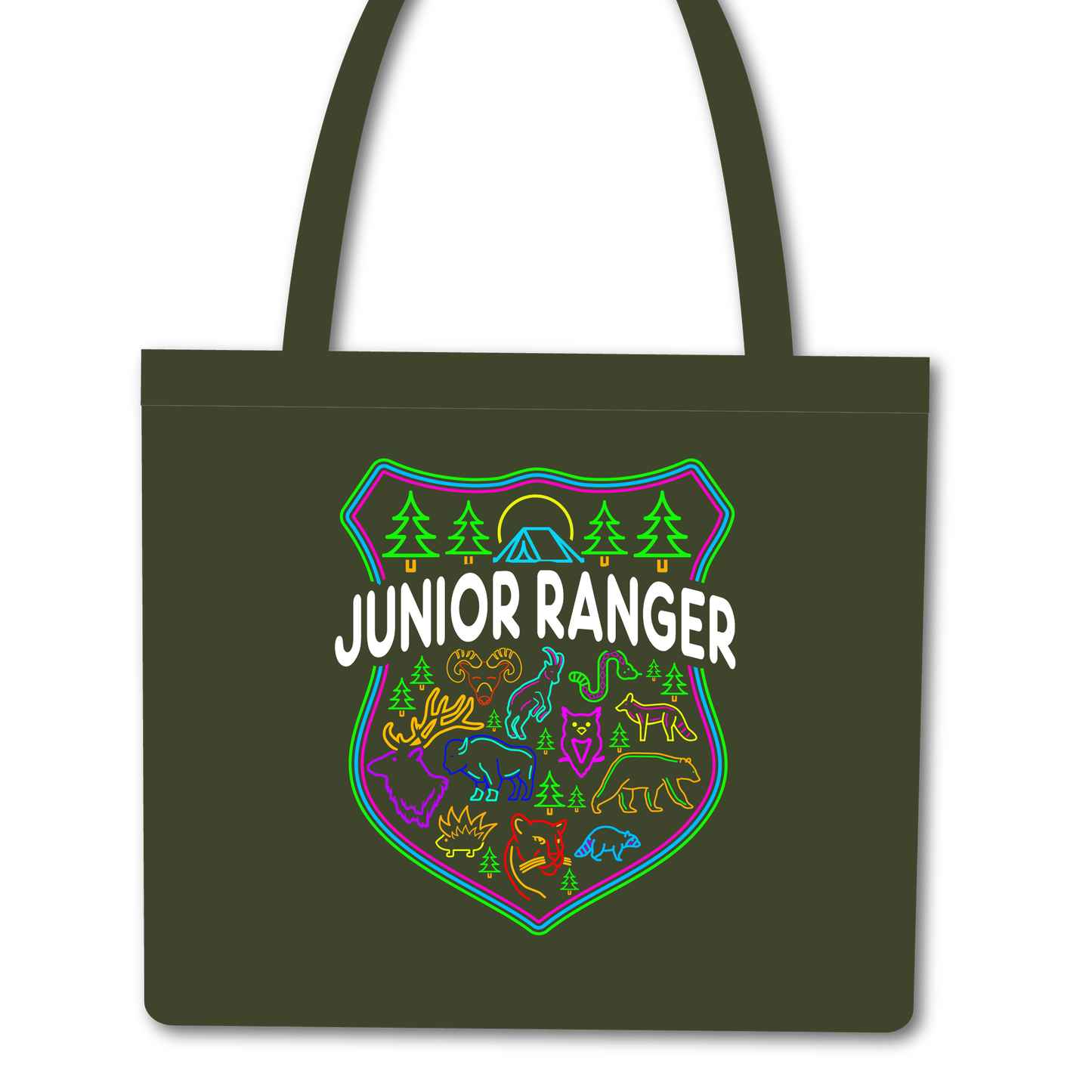 Jr. Ranger Tote Bag 3 - Neon Shield design